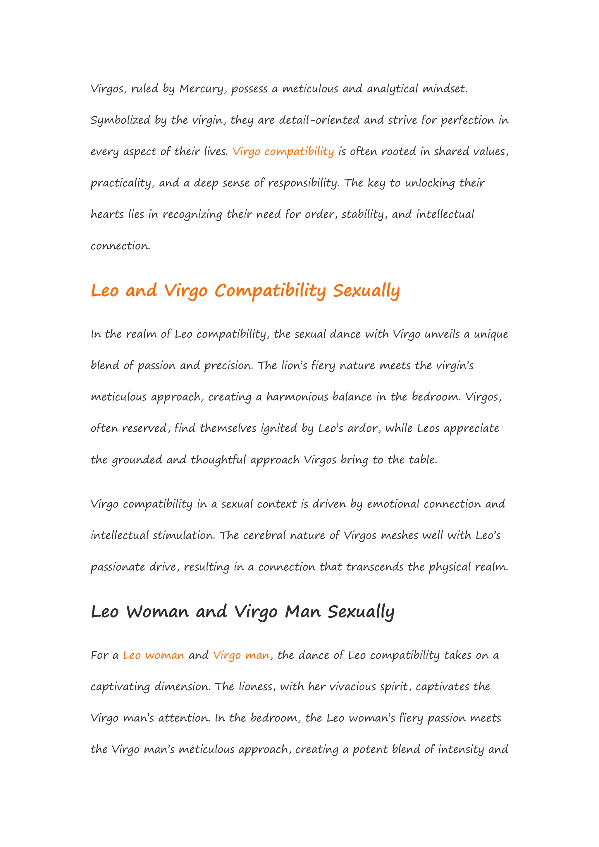 how is sexual compatibility for leo and virgo? 5 key things to know in the bedroom