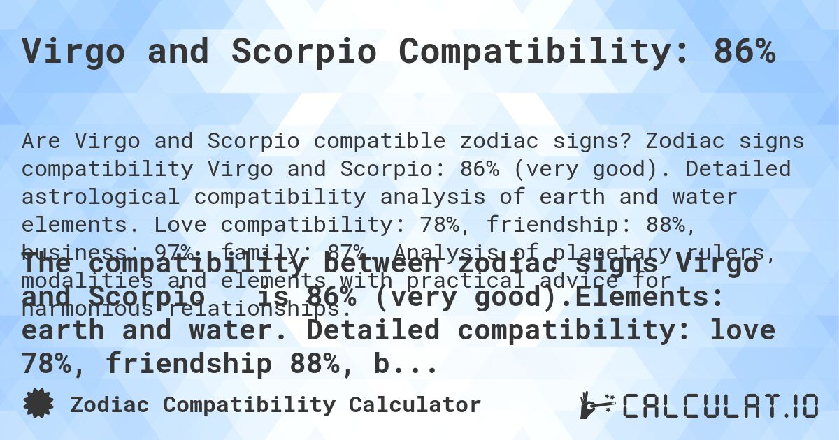 Virgo Scorpio Compatibility Percent Check (Get Real Relationship Facts)