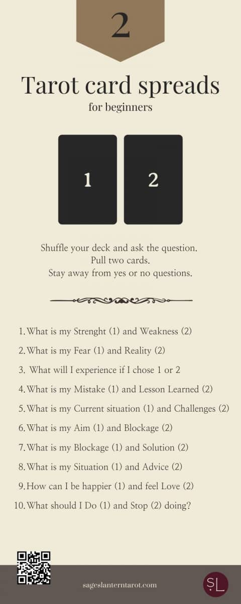 Learn a two card tarot spread quickly with this beginner guide.