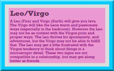 Whats the compatibility between Leo man and Virgo woman？ Key factors revealed!