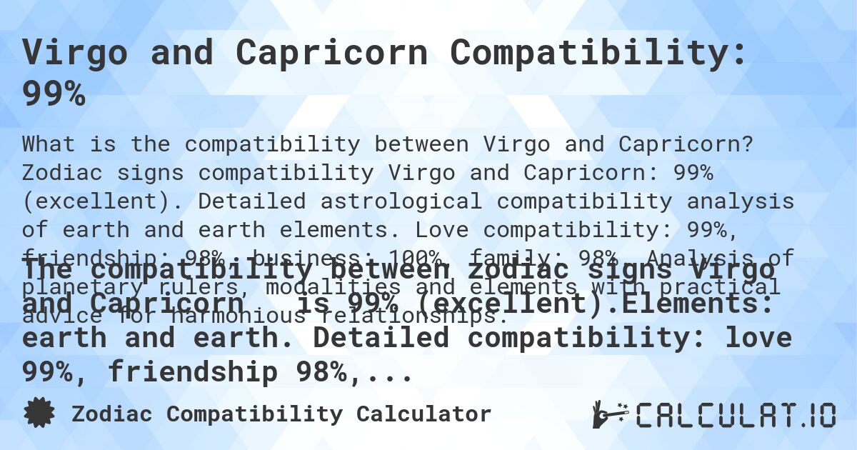 How is the work compatibility between Capricorn and Virgo? Heres the answer!