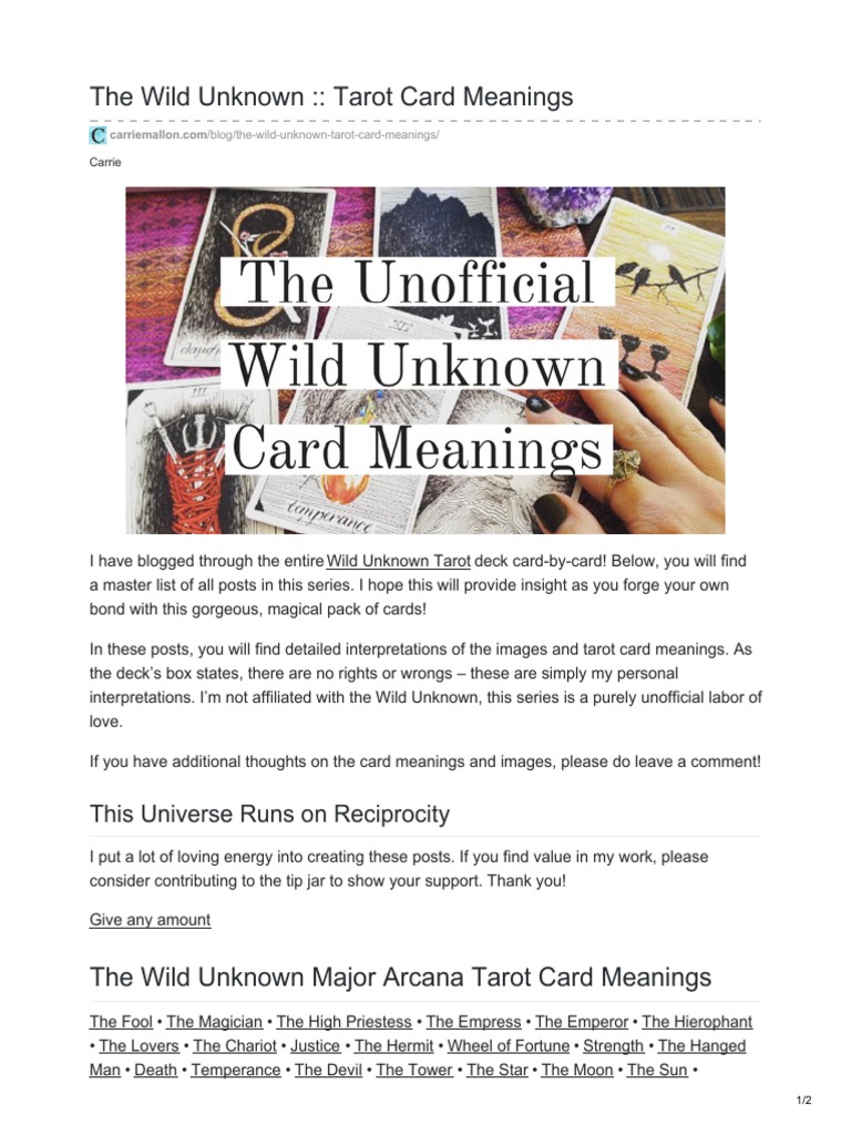 Understanding Wild Unknown Tarot Meanings Quick Card Guide!