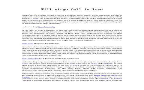 a virgo woman in love