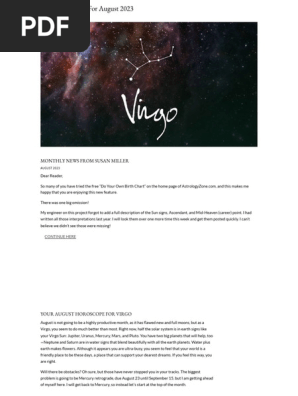 Virgo Monthly Horoscope Susan Miller August 2017 (What to know)