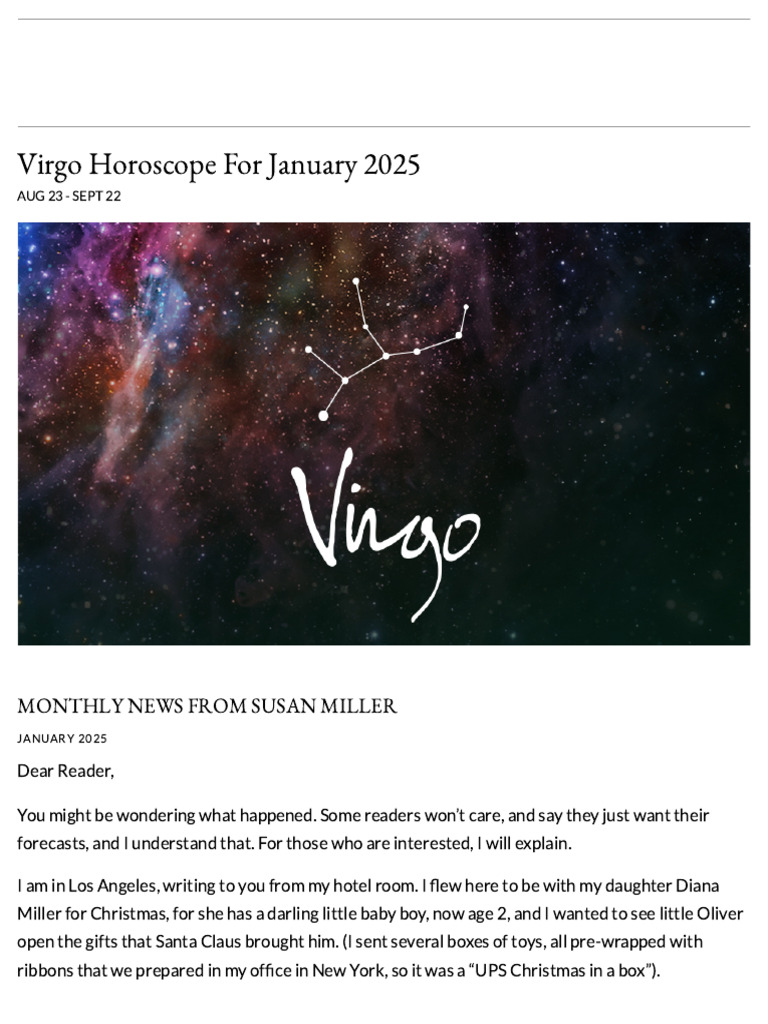 Virgo Monthly Horoscope Susan Miller 2017: What did the stars say?