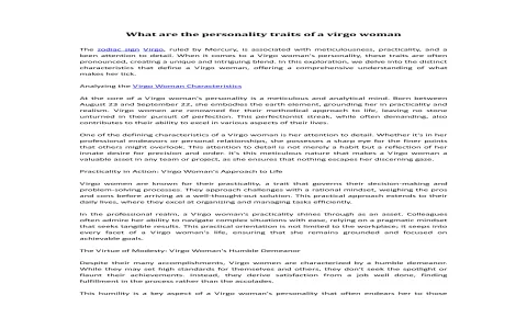 Traits of a Virgo Girl： Know!