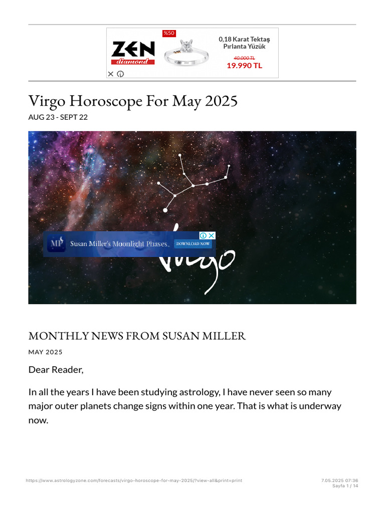 Virgo Monthly Horoscope Susan Miller 2018 Predictions