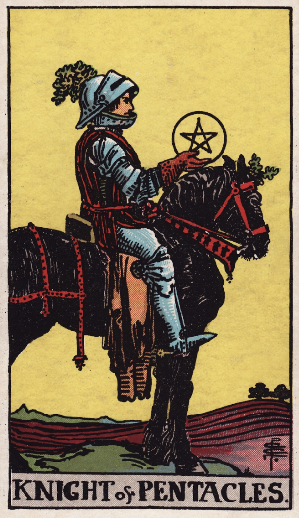 Love reading: Knight of Disks Tarot.