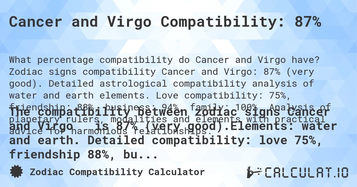 Is Virgo and Cancer Venus Compatibility Strong? Find Out!