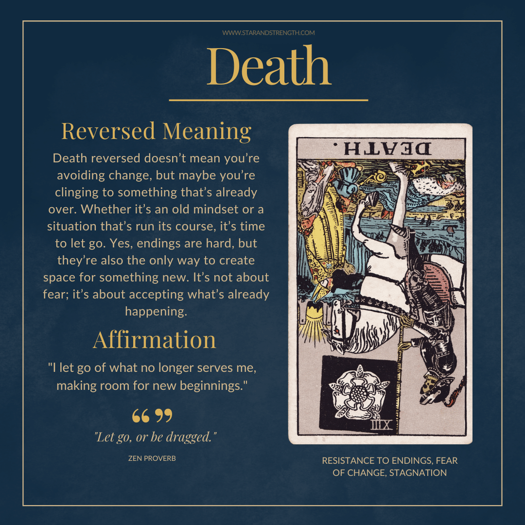 Death Reversed Tarot Meaning Explained： Overcome stagnation.